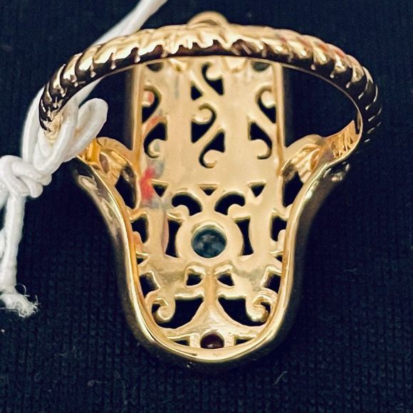 NWT Sz 7 The Seven Chakras 14K Gold Plated Over Sterling silver ring from India - Picture 4 of 13